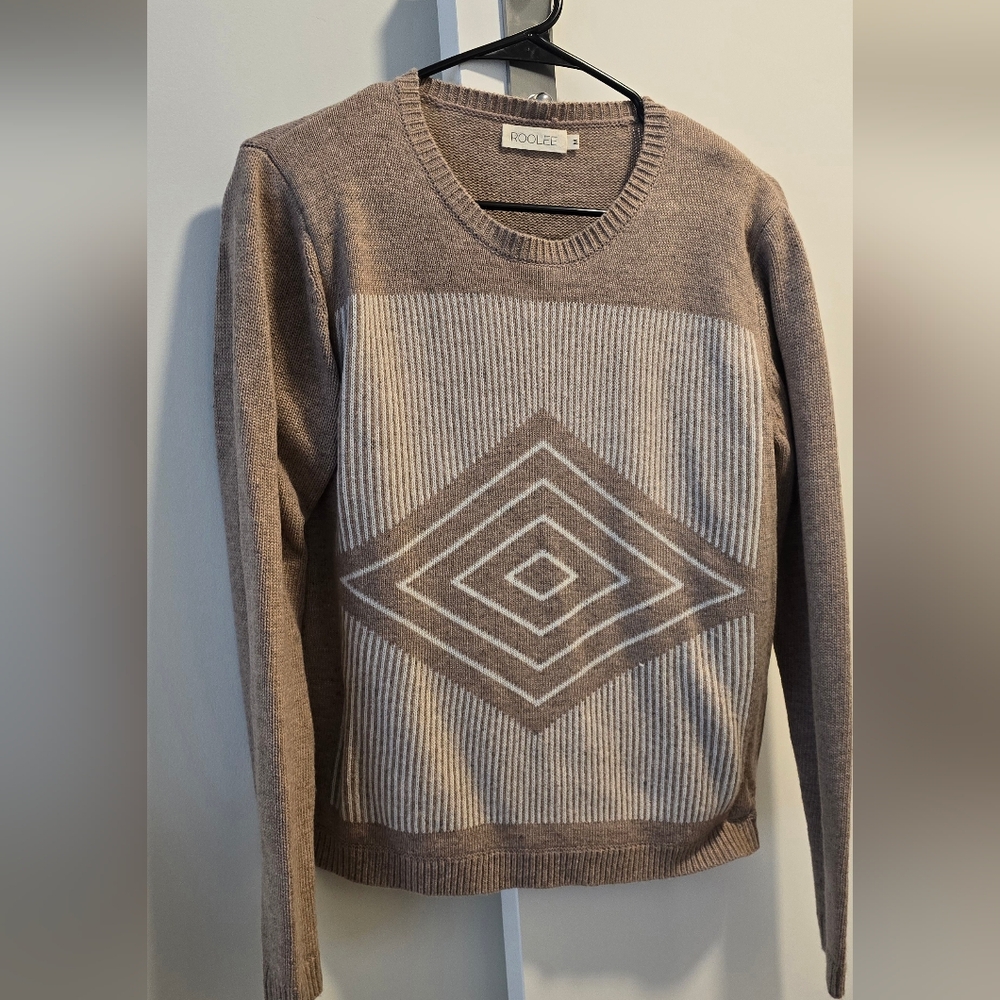 Roolee Brown and Cream Geometric Sweater